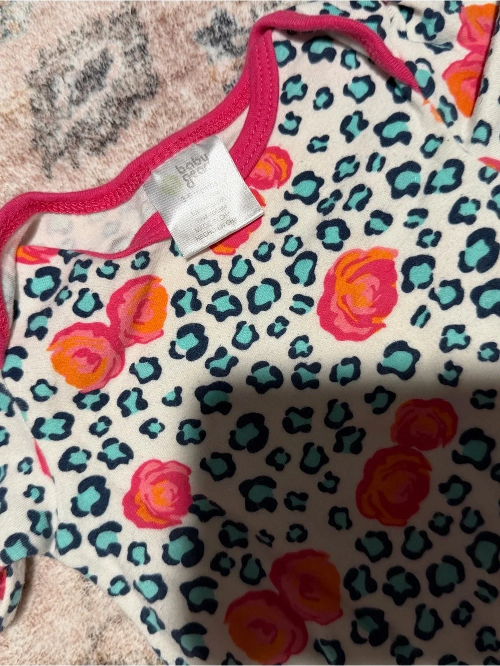 Baby Gear Pink Trim Floral and Leopard Baby Outfit